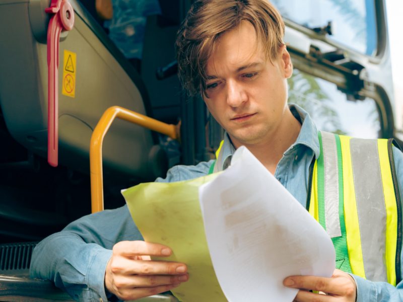 professional technician engineer maintenance working on industry production control system service, factory power technology for construction machine equipment, person using computer for safety plan