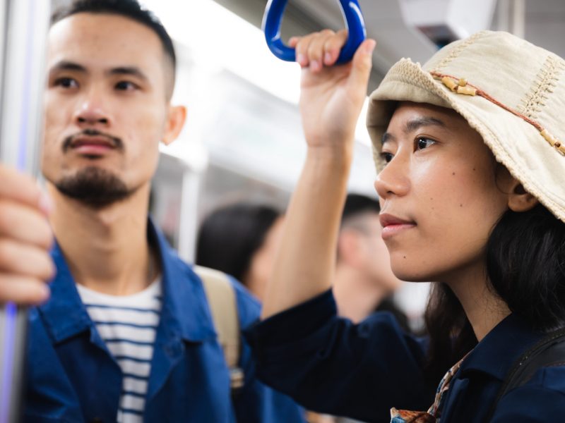young people urban city lifestyle, street outdoor activity and walking on the road